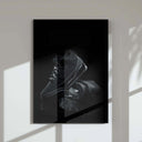 Hypebeast sneaker print artwork with artistic lighting, perfect for wall decor in modern settings.