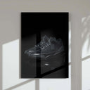 Abstract sneaker artwork from Hypebeast Sneakerhead collection, featuring a sleek black finish and contemporary design.