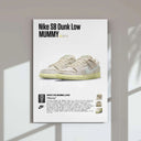 Nike SB Dunk Low sneaker art printable wall decor showcasing shoe details in modern style by Haus of Prints. Hypebeast Streetwear Wall Art Set of 3.