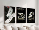 Hypebeast Urban Sneaker Poster Set of 3, showcasing striking sneaker artwork for urban decor enthusiasts.