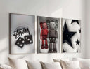 Hypebeast KAWS art showcasing modern characters with bold colors and textures for urban decor.