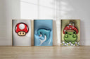 Charming 3D print of a green frog with a red mushroom cap, surrounded by white flowers in a soft background.