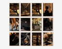 Stylish layout of 12 luxury fashion posters, featuring high heels, elegant poses, and sophisticated decor.