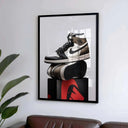Bold sneaker art print highlighting distinctive design elements and stylish composition.