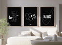 Three-piece HYPEBEAST wall art set showcasing modern street culture elements and vibrant designs.
