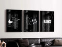 Luxury HYPEBEAST Wall Art Set of 3 featuring black-and-white sneaker and streetwear digital wall art in modern living room - Haus of Prints