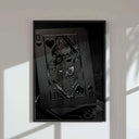 Close-up of golden dice, showcasing their shine and stylish design for the Luxury Playing Card Wall Art Set.