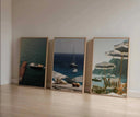 Luxury Seascape Travel Poster Set of 3 featuring coastal scenes in framed digital wall art for modern home decor by Haus of Prints.