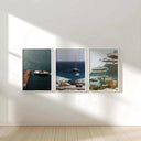 Luxury Seascape Travel Poster Set of 3 featuring serene coastal scenes in modern printable art for living room decor — Haus of Prints.