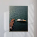 Luxury Seascape Travel Poster Set of 3 digital wall art with serene coastal boat scene, modern printable art for home decor by HAUS OF PRINTS