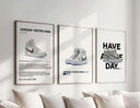 Luxury Sneaker Wall Art Set of 3 by Haus of Prints showcasing modern sneaker illustrations on white background.