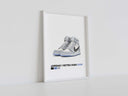 Print of sneakers with a fresh aesthetic that adds urban flair to modern decor.