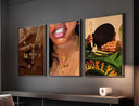 Detailed view of artwork featuring intricate gold jewelry and bold expressions, celebrating Afrocentric culture.