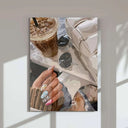 Melanin-themed wall art displaying a coffee cup with cream being poured, capturing cozy vibes.