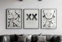Trendy and edgy minimalist design, featuring urban art elements suitable for chic interiors.