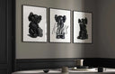Dynamic arrangement of Minimal Hypebeast Prints Set with KAWS sculptures, great for elevating contemporary decor.