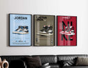 Modern Sneaker Room Wall Art Set of 3, featuring vibrant designs of iconic sneakers, ideal for home decor.