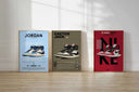 Trio of stylish sneaker prints, perfect for decorating a teen's room or a streetwear enthusiast's space.