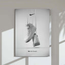 Monochrome Nike Air Force 1 sneaker digital wall art print hanging with shadows in modern home decor, printable art download — HAUS OF PRINTS.