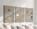 Unique collection of Nike sneaker posters featuring detailed illustrations and modern design elements.