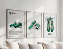 Nike Sneaker Poster Set of 3 featuring vibrant sneaker designs, perfect for wall decor.