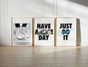 Nike Sneaker Wall Art Set of 3 highlighting iconic sneaker graphic with detailed background.