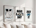 Sneaker graphic from Nike Sneaker Wall Art Set of 3 with bold "Have A Nice Day" statement.