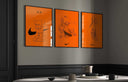 Orange Hypebeast Poster Set of 3 featuring sneaker and streetwear digital wall art, framed and displayed in modern living room — HAUS OF PRINTS