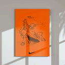 Close-up of the second poster, illustrating animated characters with playful expressions in dynamic poses on vivid orange.