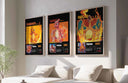 POKEMON Printable Poster Set with Charizard, Charmander, and Charmeleon illustrations, capturing vibrant nostalgia.
