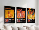 POKEMON Printable Poster Set of 3 displaying lively illustrations of Charizard, Charmeleon, and Charmander in warm colors.