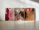 Close-up of Pink Black Girl Poster featuring a vibrant smile adorned with stylish jewelry.