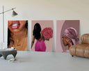 Pink Black Women Wall Art Set of 3, featuring Afrocentric designs celebrating beauty and strength.