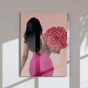 Pink Black Women Wall Art Set of 3 featuring Afrocentric digital wall art with vibrant pinks, perfect printable art for modern living room decor by Haus of Prints.