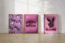 3D wall art set with playful pink elements, perfect for adding a trendy touch to any room.
