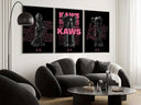 Pink Hypebeast Poster Set of 3, featuring expressive KAWS designs, perfect for trendy decor.