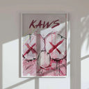 Set of 3 Pink Hypebeast Wall Art with striking KAWS-inspired designs ideal for trendy wall decor.