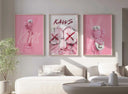 Fresh design in Pink Hypebeast Wall Art Set featuring trendy KAWS-inspired visuals for modern spaces.