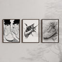 Another perspective of the sneaker wall art set, emphasizing contemporary style and vibrant energy.