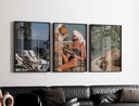 Detailed shot of a vintage fashion print featuring a woman in a classic swimsuit, ideal for wall art.