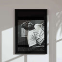 Black and white rap album cover art with rich details, ideal for stylish interior design.