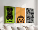 Set of 16 Hypebeast 3D Wall Art Posters featuring urban sneaker and streetwear designs in a modern living room, digital wall art by Haus of Prints.