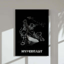 Set of 3 Black and White Hypebeast Posters illustrating fashionable KAWS characters, perfect for stylish spaces.