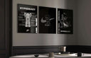 Set of 3 Black and White Hypebeast Posters depicting contemporary KAWS artwork, ideal for creating a statement gallery.