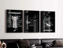 Set of 3 Black and White Hypebeast Posters with striking KAWS designs, ideal for elevating contemporary decor.