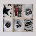 Set of 6 Trendy Urban Wall Art by Haus of Prints showcasing vibrant urban culture in canvas form.