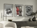 Contemporary wall art featuring bold graphics and street culture-inspired designs, enhancing living spaces.