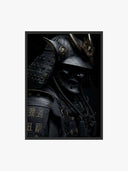 Shadow Honor III – Black Samurai Art Print featuring a striking samurai warrior in dark armor, embodying strength.