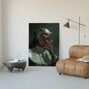 Sinful Sister – Devil Horn Nun Art Print on wall in a modern living space, highlighting its bold aesthetic.