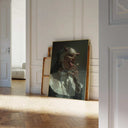 Sinful Sister – Devil Horn Nun Art Print displayed in a bright room, emphasizing its striking design.